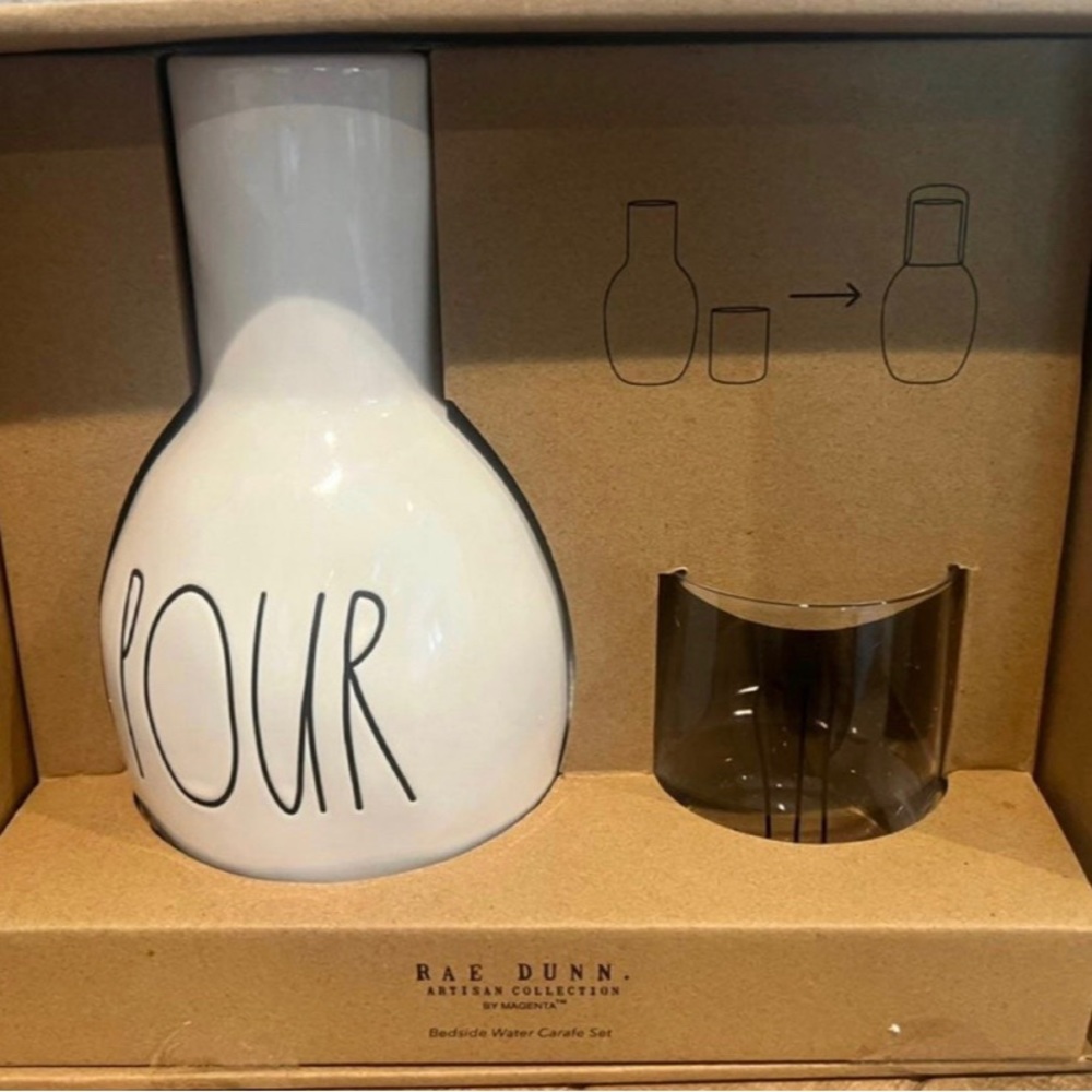 Rae Dunn carafe and cup NEW